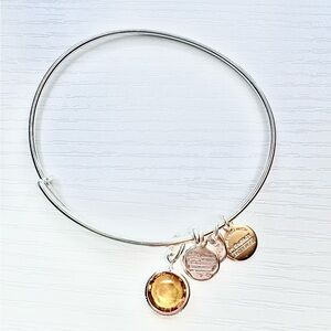 Alex and Ani Silver Bangle With Yellow Gemstone